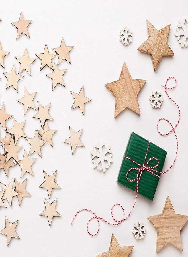 PD Craftozone Star Shape 50pcs Unfinished 2.5mm Thick MDF Pine Wood Pieces, Blank Wood Pieces Wooden Cutouts Ornaments for Craft Project and Party Wedding Decoration (1 inch, 50)